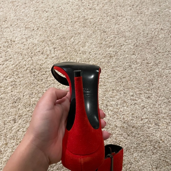 Zara Red Suede Heels - Picture 5 of 6